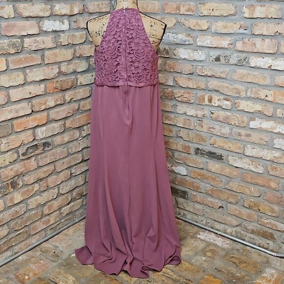David's Bridal Mauve halter style maxi gown size 24 - Picture 7 of 14